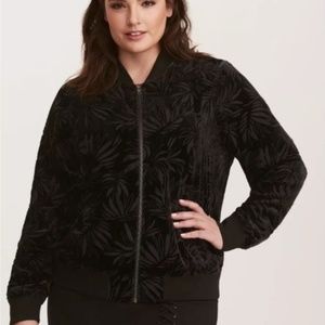 Torrid | Burnout Velvet Bomber Jacket Palm